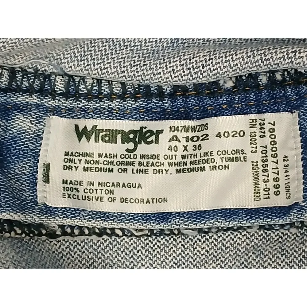 Wrangler (40x36) Men's 47 MWZ Regular Fit Blue Denim Jeans - Picture 7 of 8